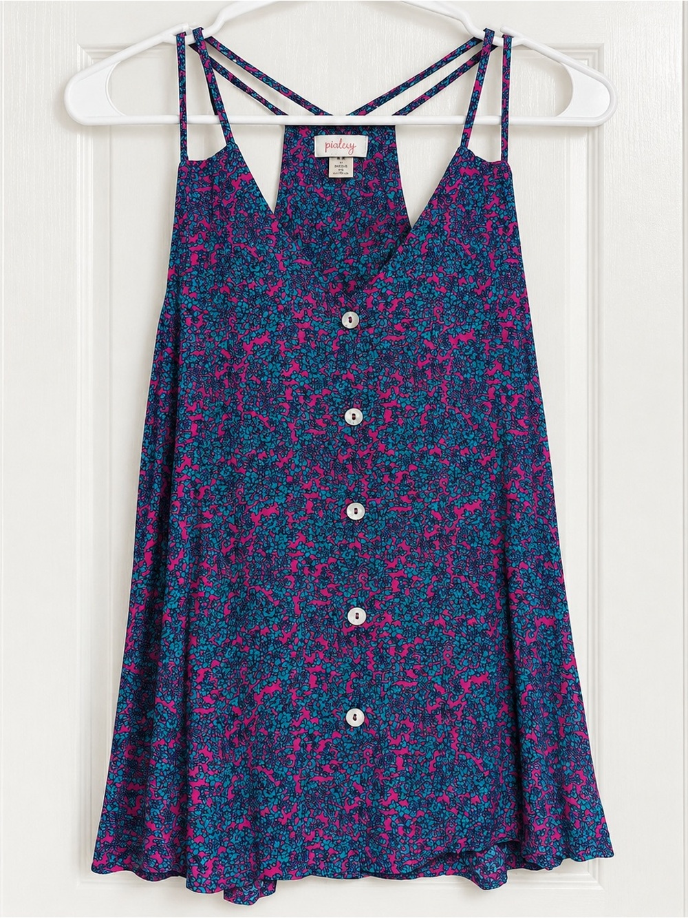 Pixley Teal & Fuchsia Floral Button-Front Cami